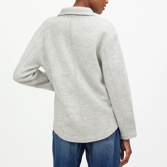 Madewell Boiled Wool Sweater Shirt Jacket Heather chrome grey size XL NWT NS677 - Picture 3 of 13